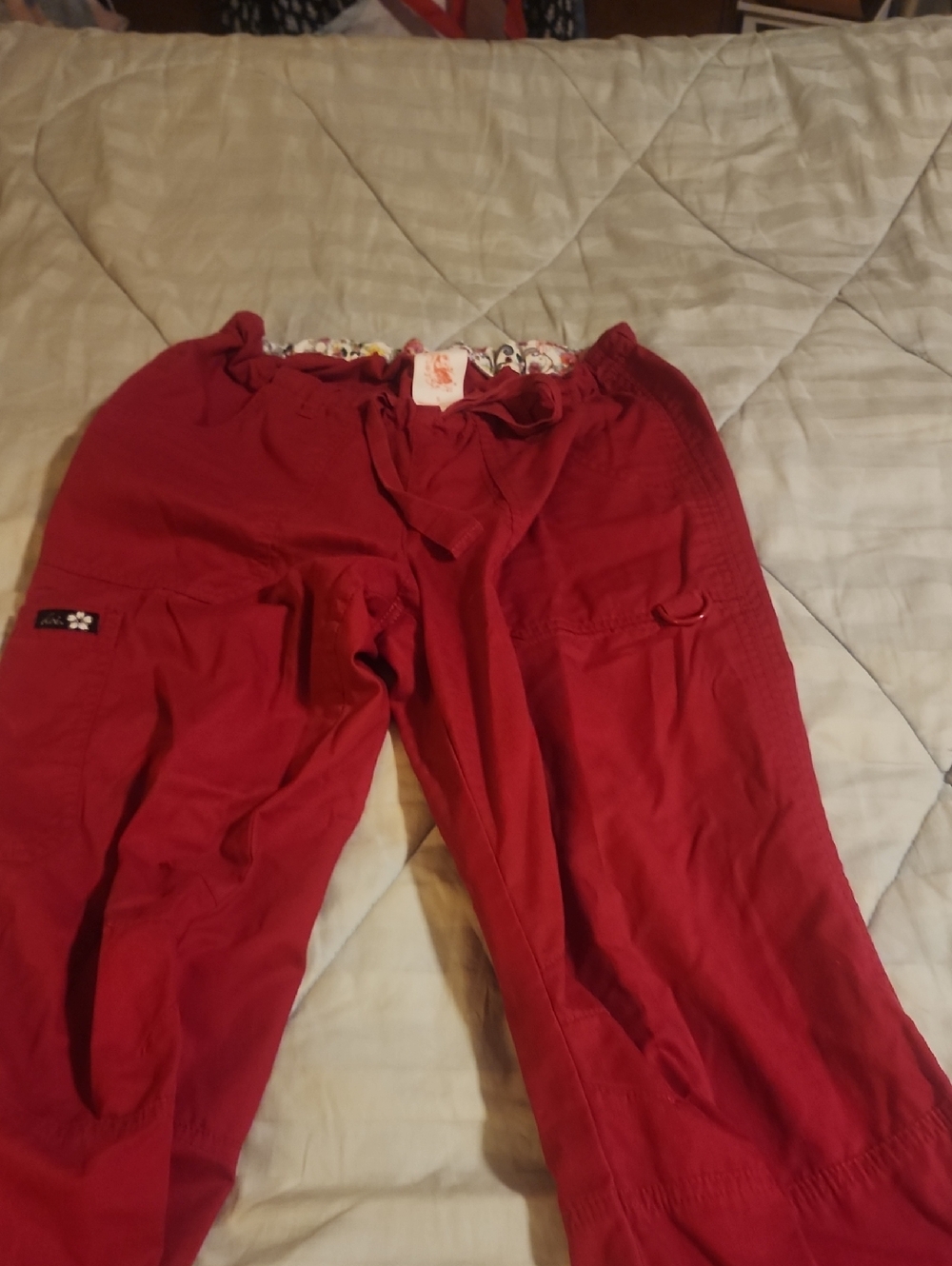 koi Red Scrub Pants with Cargo Pockets